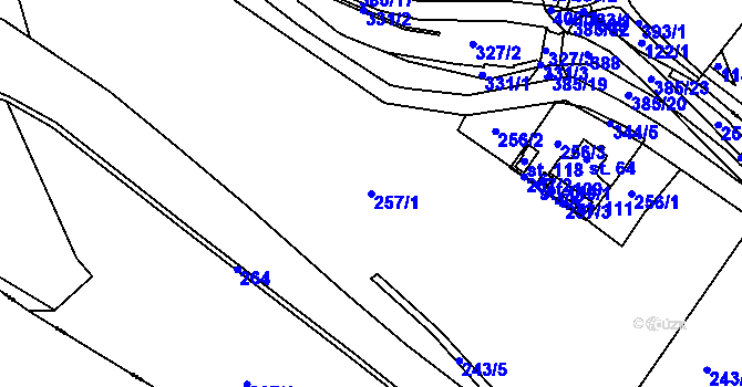 Parcela st. 257/1 v KÚ Česká Dlouhá, Katastrální mapa