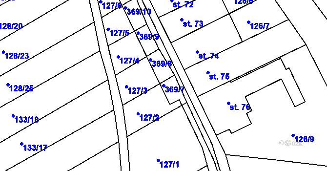 Parcela st. 369/7 v KÚ Česká Dlouhá, Katastrální mapa