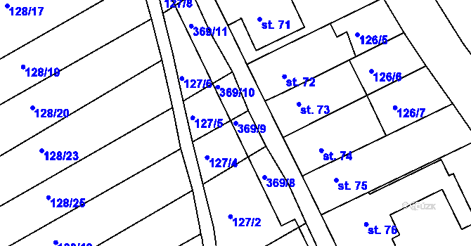 Parcela st. 369/9 v KÚ Česká Dlouhá, Katastrální mapa