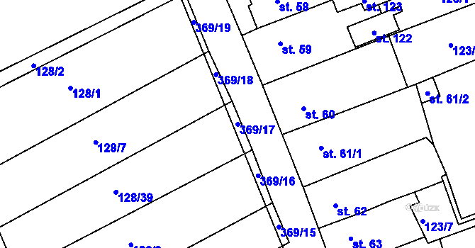 Parcela st. 369/17 v KÚ Česká Dlouhá, Katastrální mapa