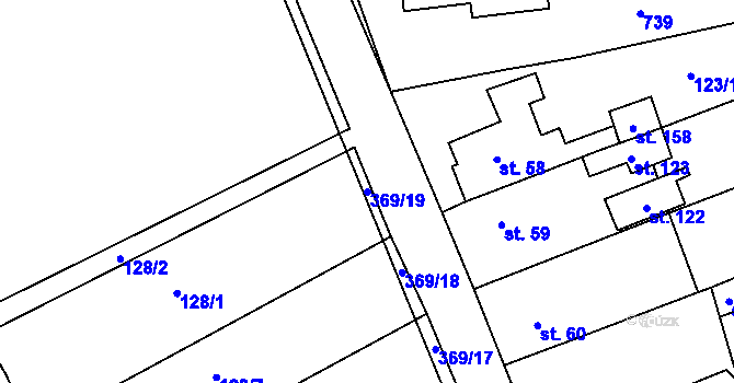 Parcela st. 369/19 v KÚ Česká Dlouhá, Katastrální mapa