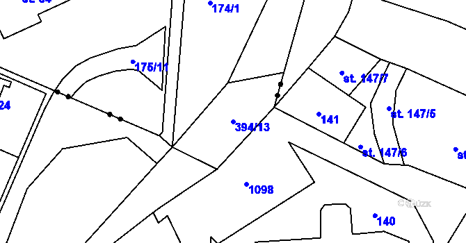 Parcela st. 394/13 v KÚ Česká Dlouhá, Katastrální mapa