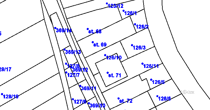 Parcela st. 126/10 v KÚ Česká Dlouhá, Katastrální mapa