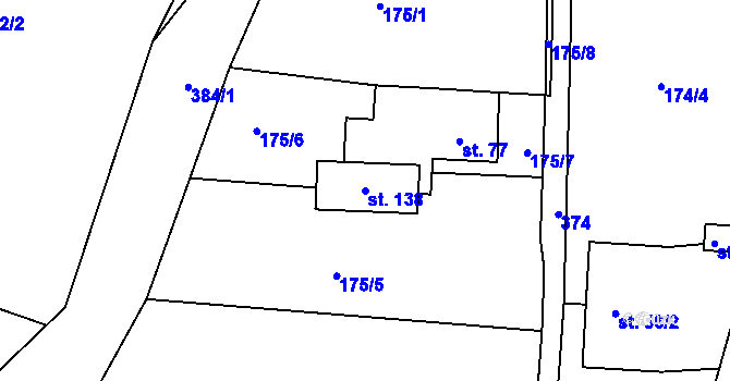 Parcela st. 138 v KÚ Česká Dlouhá, Katastrální mapa