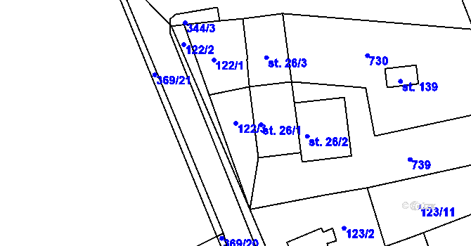 Parcela st. 122/3 v KÚ Česká Dlouhá, Katastrální mapa