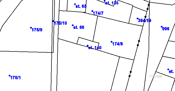 Parcela st. 140 v KÚ Česká Dlouhá, Katastrální mapa