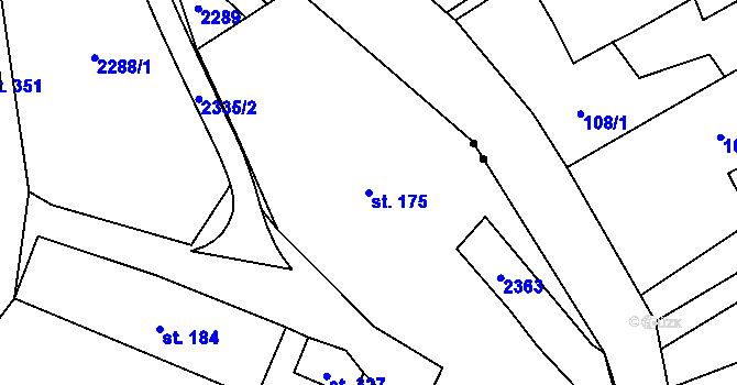 Parcela st. 175 v KÚ Zářečí nad Svitavou, Katastrální mapa