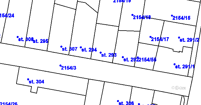 Parcela st. 293 v KÚ Zářečí nad Svitavou, Katastrální mapa