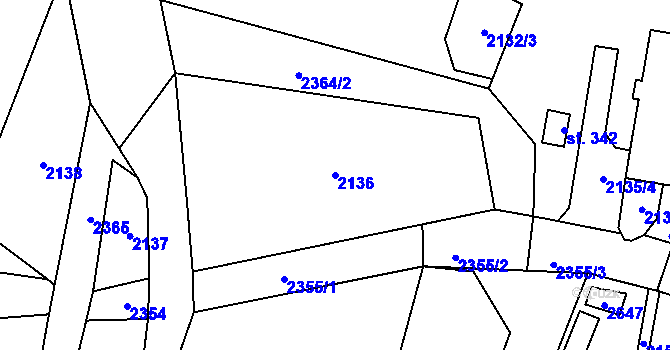 Parcela st. 2136 v KÚ Zářečí nad Svitavou, Katastrální mapa