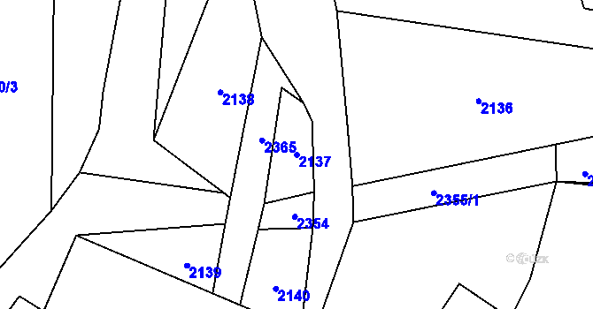 Parcela st. 2137 v KÚ Zářečí nad Svitavou, Katastrální mapa