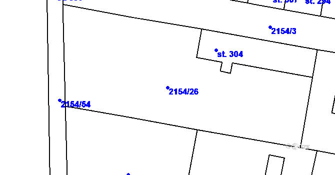 Parcela st. 2154/26 v KÚ Zářečí nad Svitavou, Katastrální mapa