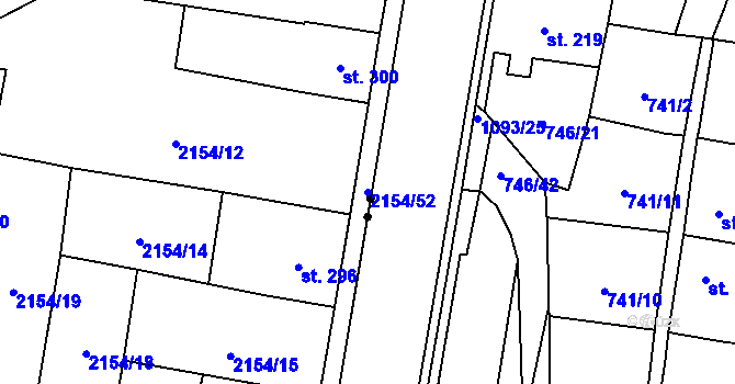 Parcela st. 2154/52 v KÚ Zářečí nad Svitavou, Katastrální mapa