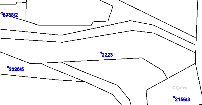 Parcela st. 2223 v KÚ Zářečí nad Svitavou, Katastrální mapa