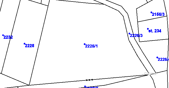 Parcela st. 2226/1 v KÚ Zářečí nad Svitavou, Katastrální mapa