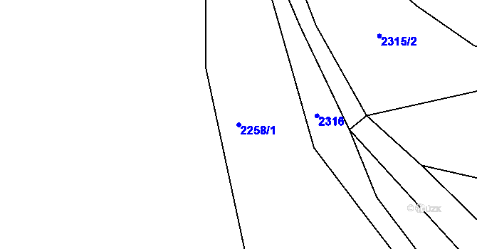 Parcela st. 2258/1 v KÚ Zářečí nad Svitavou, Katastrální mapa
