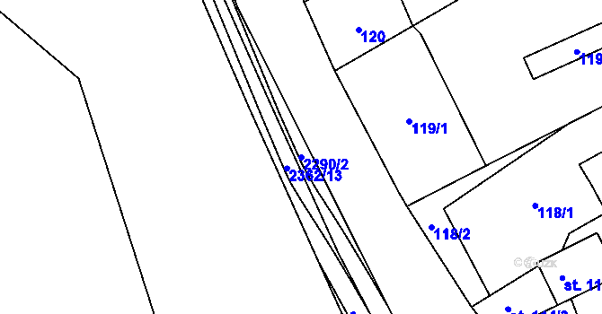Parcela st. 2290/2 v KÚ Zářečí nad Svitavou, Katastrální mapa