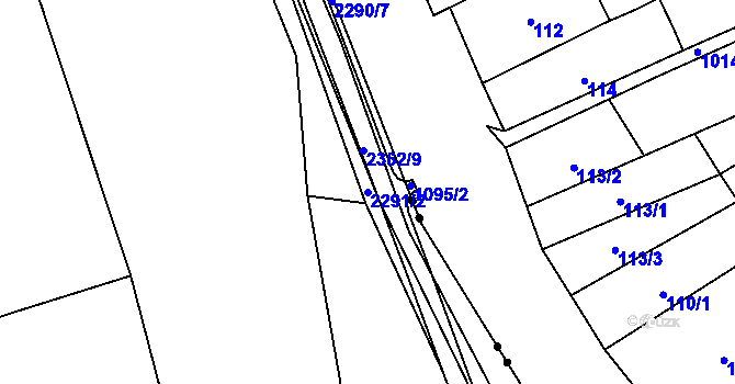 Parcela st. 2291/2 v KÚ Zářečí nad Svitavou, Katastrální mapa