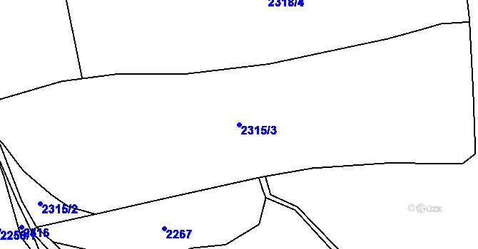 Parcela st. 2315/3 v KÚ Zářečí nad Svitavou, Katastrální mapa