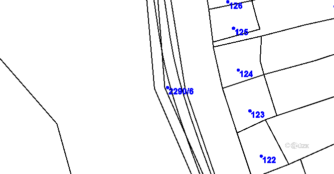 Parcela st. 2290/6 v KÚ Zářečí nad Svitavou, Katastrální mapa