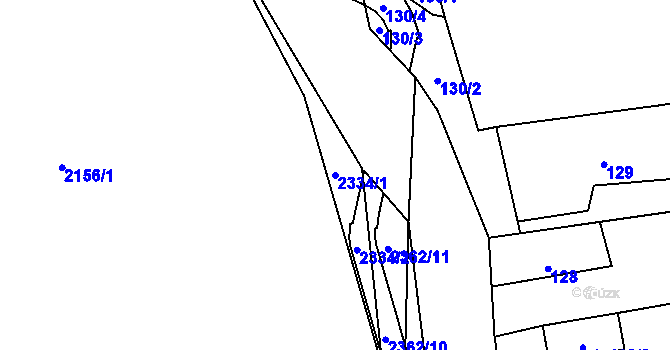 Parcela st. 2334/1 v KÚ Zářečí nad Svitavou, Katastrální mapa