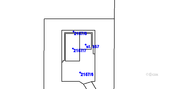 Parcela st. 357 v KÚ Zářečí nad Svitavou, Katastrální mapa