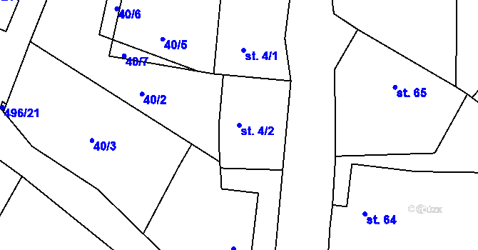 Parcela st. 4/2 v KÚ Březovice pod Bezdězem, Katastrální mapa
