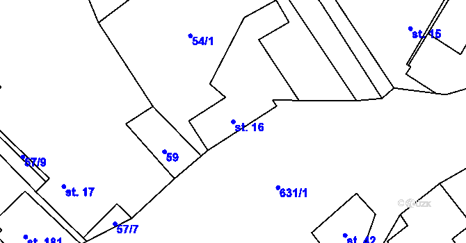Parcela st. 16 v KÚ Březovice pod Bezdězem, Katastrální mapa