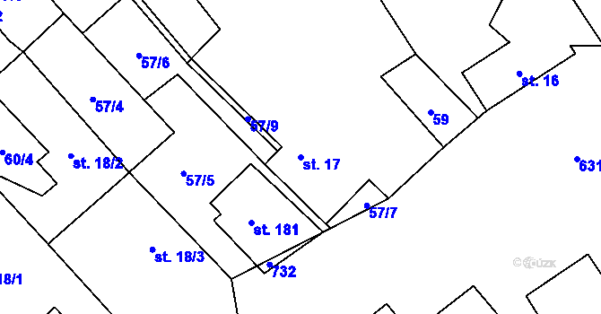 Parcela st. 17 v KÚ Březovice pod Bezdězem, Katastrální mapa