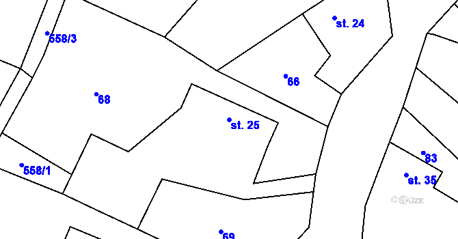 Parcela st. 25 v KÚ Březovice pod Bezdězem, Katastrální mapa