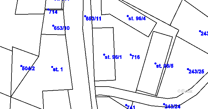 Parcela st. 96/1 v KÚ Březovice pod Bezdězem, Katastrální mapa