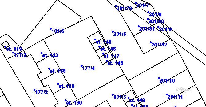 Parcela st. 147 v KÚ Březovice pod Bezdězem, Katastrální mapa