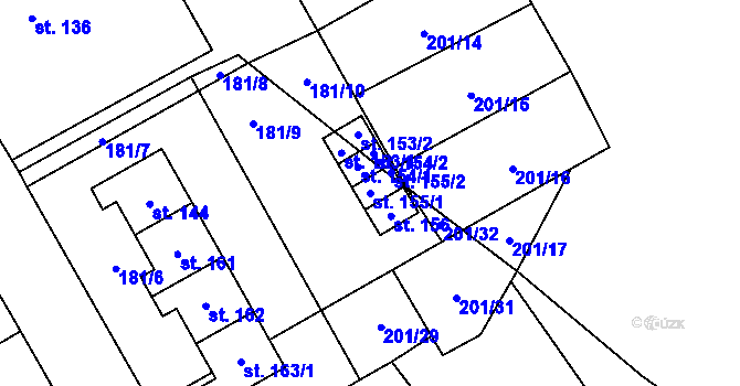 Parcela st. 155/1 v KÚ Březovice pod Bezdězem, Katastrální mapa