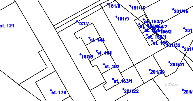 Parcela st. 161 v KÚ Březovice pod Bezdězem, Katastrální mapa