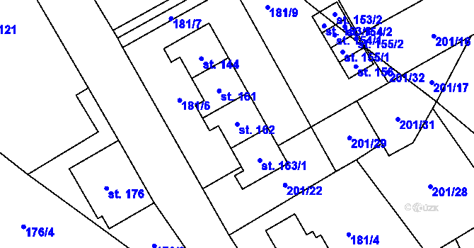 Parcela st. 162 v KÚ Březovice pod Bezdězem, Katastrální mapa