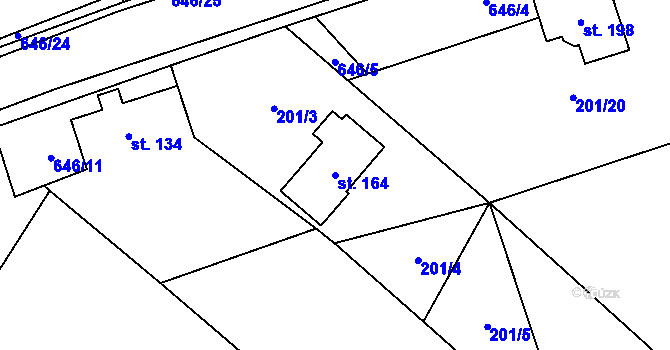 Parcela st. 164 v KÚ Březovice pod Bezdězem, Katastrální mapa