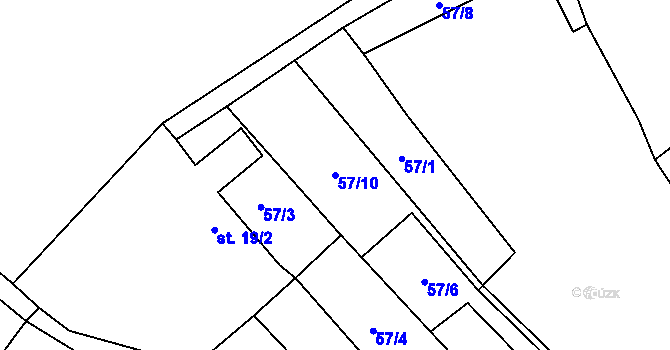 Parcela st. 57/10 v KÚ Březovice pod Bezdězem, Katastrální mapa