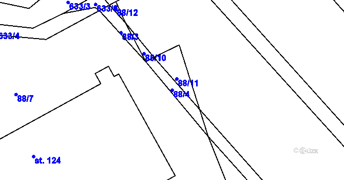 Parcela st. 88/4 v KÚ Březovice pod Bezdězem, Katastrální mapa