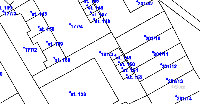 Parcela st. 181/3 v KÚ Březovice pod Bezdězem, Katastrální mapa