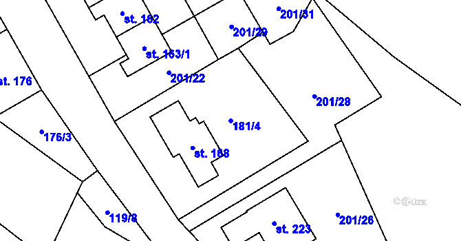 Parcela st. 181/4 v KÚ Březovice pod Bezdězem, Katastrální mapa