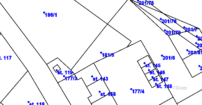 Parcela st. 181/5 v KÚ Březovice pod Bezdězem, Katastrální mapa
