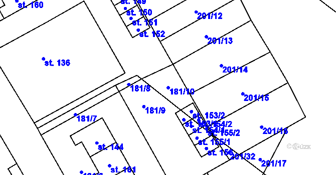 Parcela st. 181/10 v KÚ Březovice pod Bezdězem, Katastrální mapa