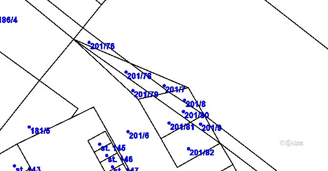 Parcela st. 201/7 v KÚ Březovice pod Bezdězem, Katastrální mapa