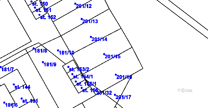 Parcela st. 201/15 v KÚ Březovice pod Bezdězem, Katastrální mapa