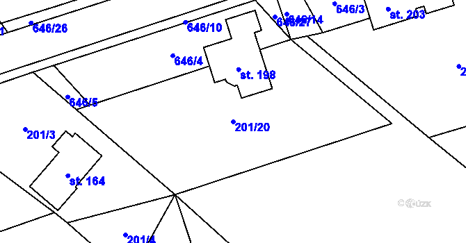 Parcela st. 201/20 v KÚ Březovice pod Bezdězem, Katastrální mapa