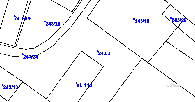 Parcela st. 243/3 v KÚ Březovice pod Bezdězem, Katastrální mapa
