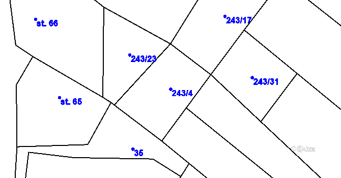 Parcela st. 243/4 v KÚ Březovice pod Bezdězem, Katastrální mapa