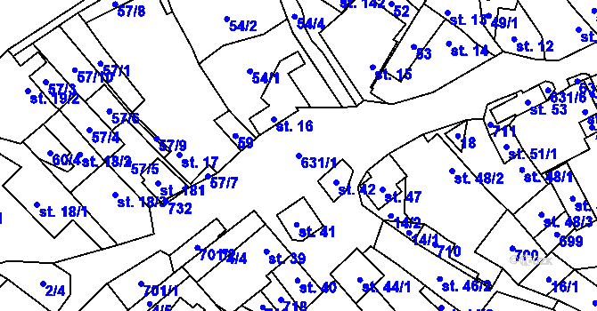 Parcela st. 631/1 v KÚ Březovice pod Bezdězem, Katastrální mapa