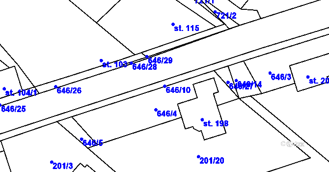 Parcela st. 646/10 v KÚ Březovice pod Bezdězem, Katastrální mapa
