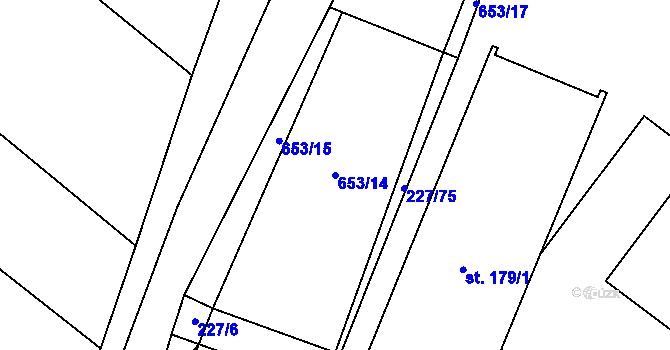 Parcela st. 653/14 v KÚ Březovice pod Bezdězem, Katastrální mapa