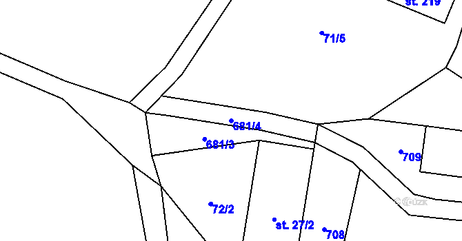 Parcela st. 681/4 v KÚ Březovice pod Bezdězem, Katastrální mapa